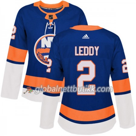 New York Islanders Hockeydrakt Nick Leddy 2 2017-2018 Blå Adidas Authentic - Dame
